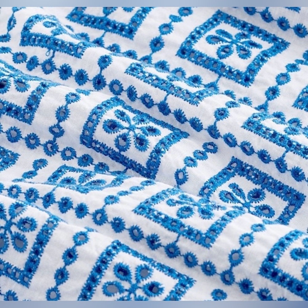 Next Embroidered Eyelet Blue White Ruffled Tank Top - Picture 12 of 12